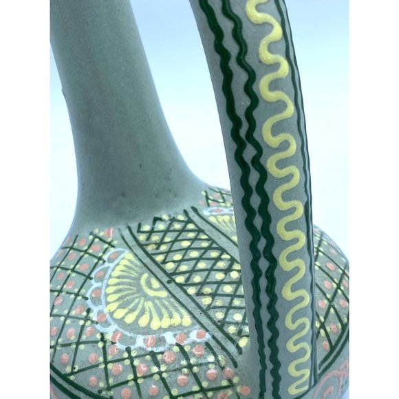 Mexican Barlow Signed Hand Painted Long Necked Pitcher. - Picture 3 of 8